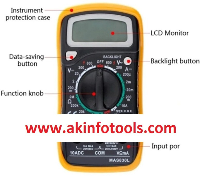 AKT UNITY MAS830L Digital Multimeter(Orange 2000 Counts)