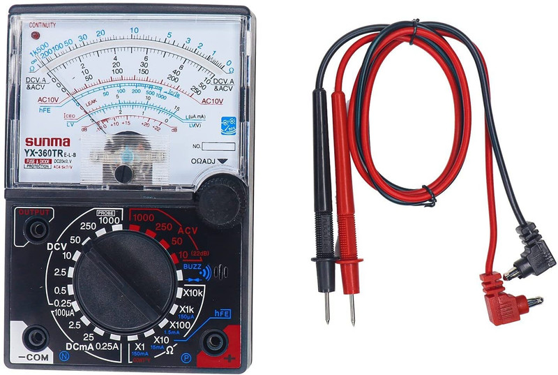 SG Flash YX-360TR Analog Multimeter DC-20kohm.V/AC-5kohm/V for AC/DC Digital Multimeter(Black 2000 Counts)