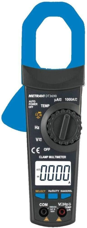 Metravi DT-3690 Digital AC/DC Clamp Meter TRMS, 30mm Jaw Size Digital Multimeter(Multicolor 4000 Counts)