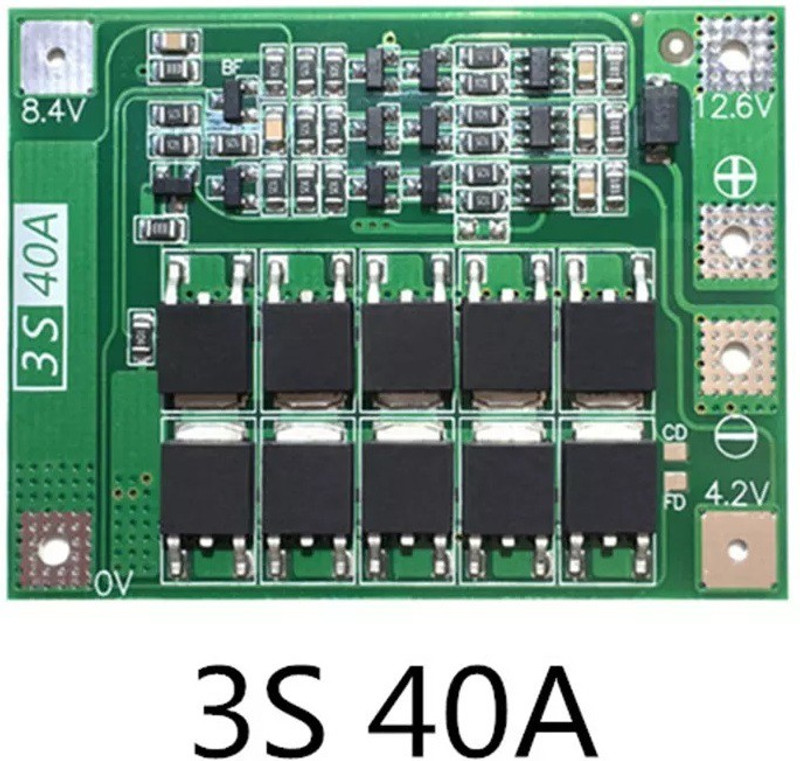 electrolight 3S 40A BMS Board 18650 Lithium Battery Protection Board Micro Controller Board Electronic Hobby Kit