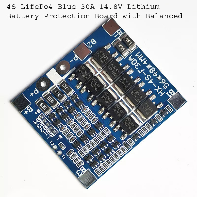 electrolight LifePo4 Blue 4S 30A 14.8V Battery Protection Board with Balance Protection Board Multipurpose Controller
