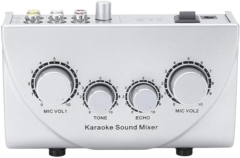 Adiohub Karaoke Sound Mixer Dual Mic Inputs with Cable Karaoke Echo Sound Mixer Tube Amplifier