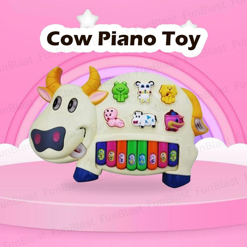 SUVARNA N30 Cow Musical Piano with 3 Modes, Flashing Lights & Wonderful Animal Sound Music Digital Portable Keyboard(10 Keys)