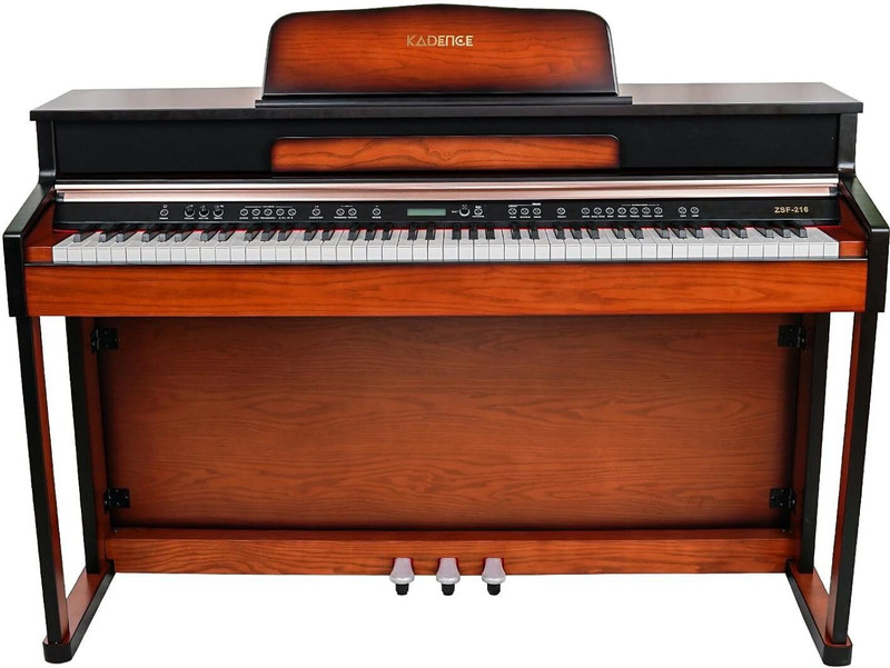 KADENCE ZSF216 - 88 Keys Natural Weighted Hammer Action Digital Piano with Stand Triple Pedals, MIDI & Premium Wooden Key Covers | Brown Digital Digital Piano(88 Keys)