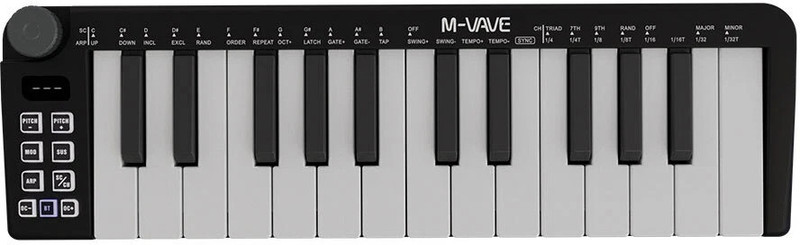 Stig M-VAVE 25-Key MIDI Mini Keyboard Controller – Portable USB MIDI Pad with Velocity Sensitive White Keys, Black Body for Music Production Analog Portable Keyboard(25 Keys)