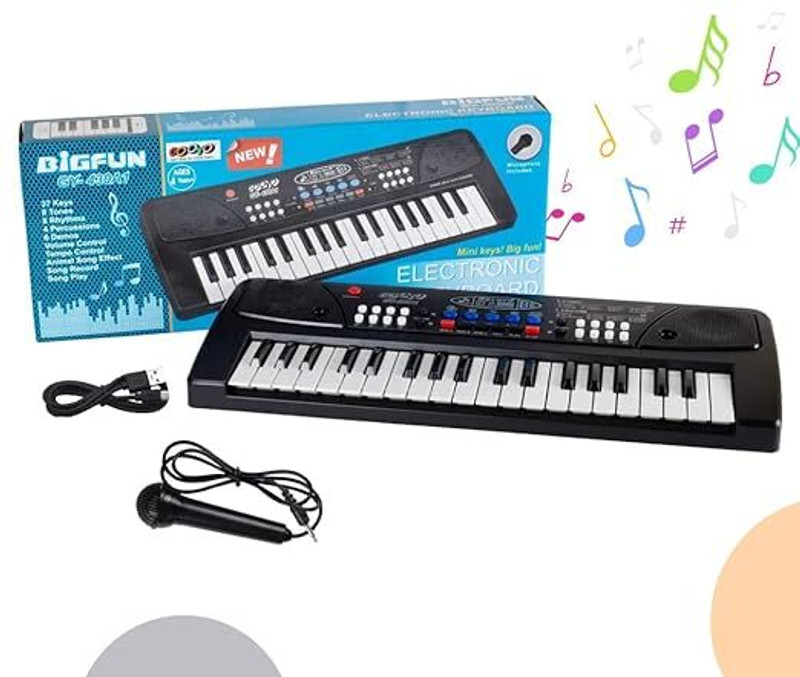 ALLEXSFIT 37 Keys Kids Piano Keyboard | Piano For Kids With Microphone085 (Black) Intern 37 Keys Piano Analog Portable Keyboard (37 Keys) Analog Portable Keyboard(37 Keys)