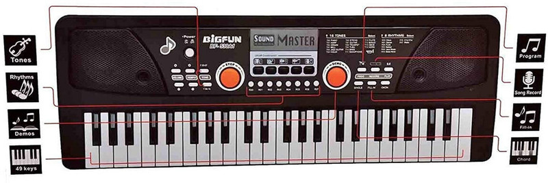 Kid Kraze 49 Key Piano Keyboard Toy for Kids P38 dc Power Option+Recording Microphone Multi Colour Keys with USB Charging P38 Analog Portable Keyboard(49 Keys)