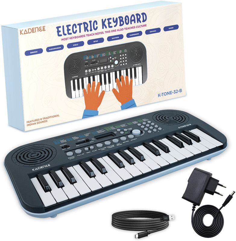 KADENCE KAD-K-TONE-32-B-AD K Tone 32 B Kids Keyboard with Power Adapter Analog Portable Keyboard(32 Keys)