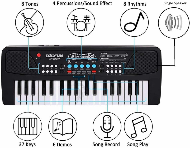 GAM COLLECTION 37 Keys Keyboard Piano Kids Music Educational Instrument Toy Keyboard Piano 37 Key Bigfun Piano Keyboard Toy for Kids with Mic Analog Portable Keyboard(37 Keys)