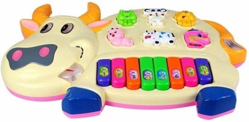 SALEOFF SALEOFF6520_@_258 Cow Shaped Musical Piano|3 Modes Animal Sounds,Flashing Lights,Amazing Music118 Analog Digital Piano(44 Keys)