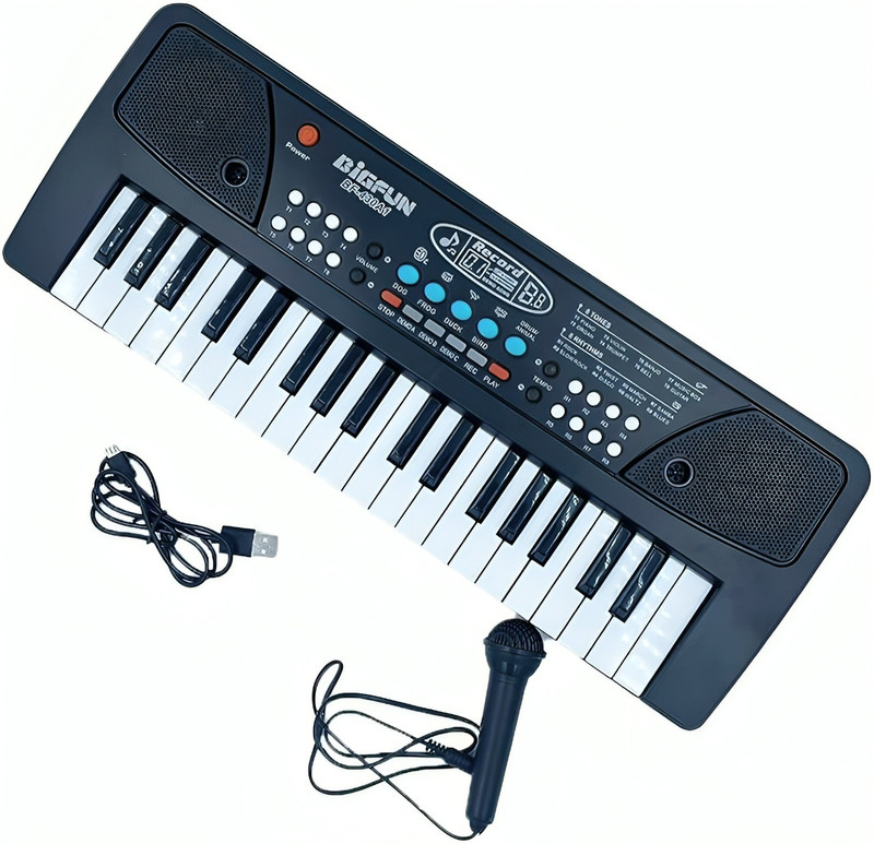 BESTON 37 Keys Piano Toy with Microphone, USB Power Cable & Sound Recording Function Analog Portable Keyboard(37 Keys)