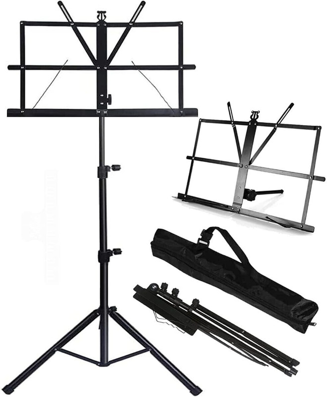 AMG Music Music Stand Folding Sheet Music Stand & Desktop Book Stand Light weight with Bag Notation Stand