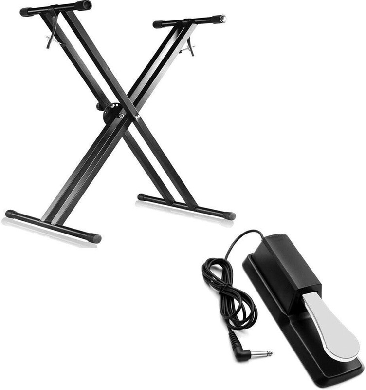 DawnRays Heavy-Duty Double -X Piano Keyboard Stand with Sustain Padel for Digital Piano Keyboard Stand