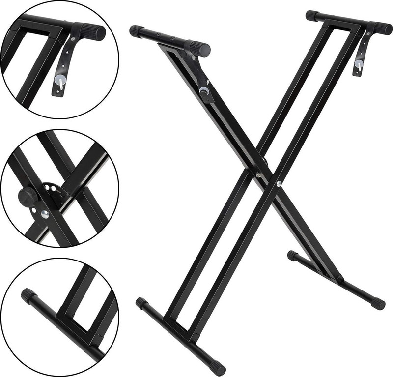 Techtest Heavy-Duty Double-X Adjustable Piano Keyboard Stand with Locking Straps Keyboard Stand