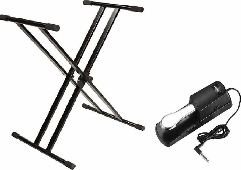 TechBlaze Portable Keyboard Stand With Sustain Pedal Double X Adjustable Keyboard Stand and Sustain Pedal for Digital Keyboard Stand Keyboard Stand Keyboard Musical Stand, Keyboard Sustain Pedal Keyboard Stand