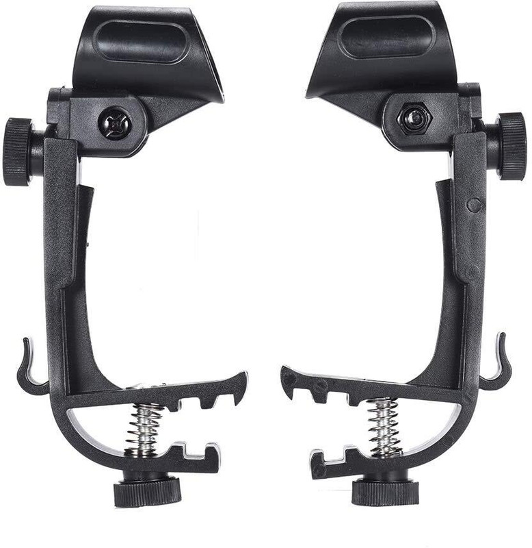 Rrmin 2pcs Clamp Clip On Drum Rim Microphone Mic Mount Holder Adjustable Shockproof Microphone Stand - Small