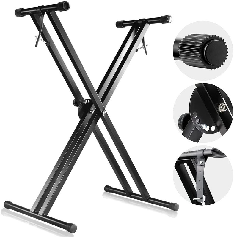 Urban Infotech Keyboard Stand Double X,Adjustable and Portable Piano Stand+Sustain pedal Keyboard Stand