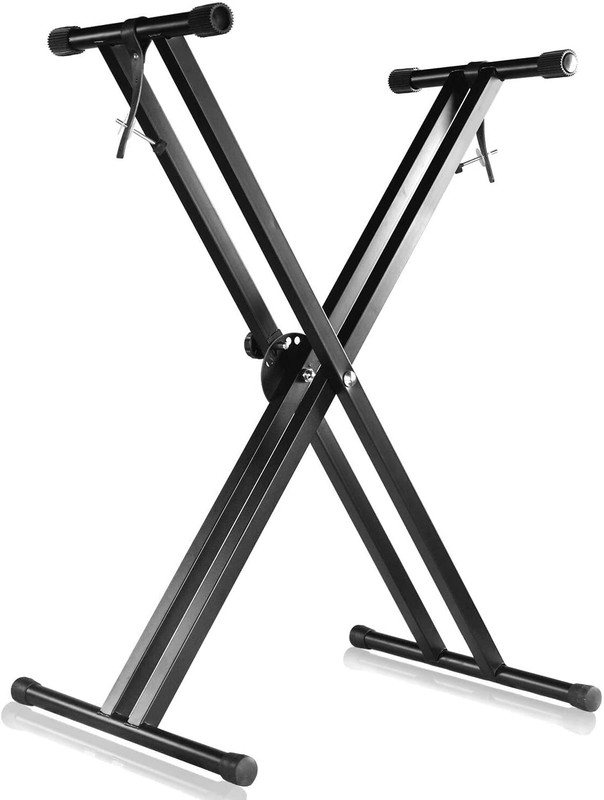 Techtest Piano Stand X Type Adjustable Keyboard Stand Dual Braced Legs with Locking Strap Keyboard Stand