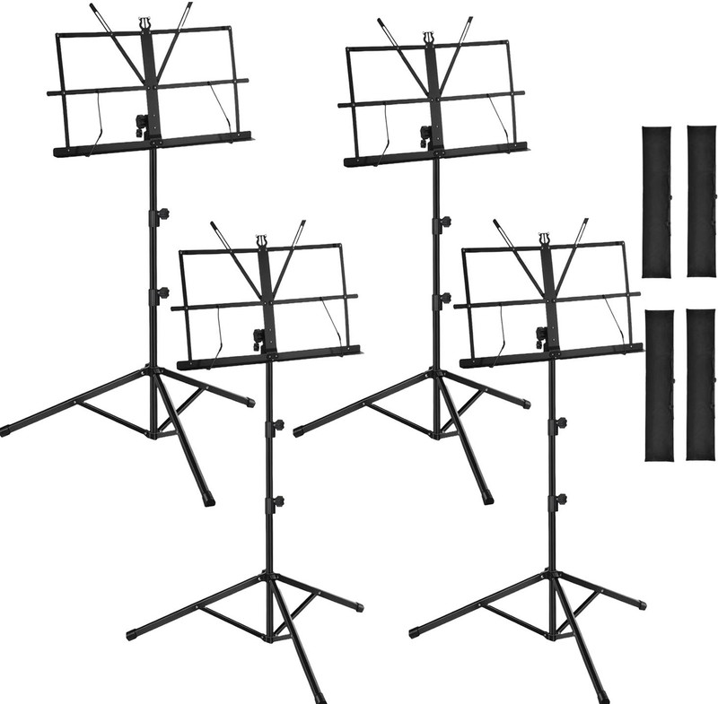 DawnRays 4 Pack Music Stand, 2 in 1 Adjustable Foldable Dual-Use Sheet Music Stand Notation Stand