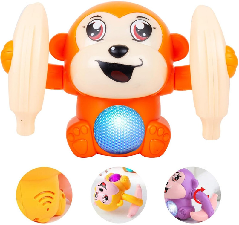 MM toys Voice Control Monkey Toy with Light & Music, 360° Spinning Tumbling Dancing Toy(Multicolor)