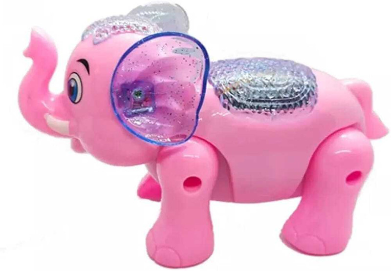 SOPALI Bump & Go Clever Elephant Battery Operated Walking Funny Elephant Toy(Pink)