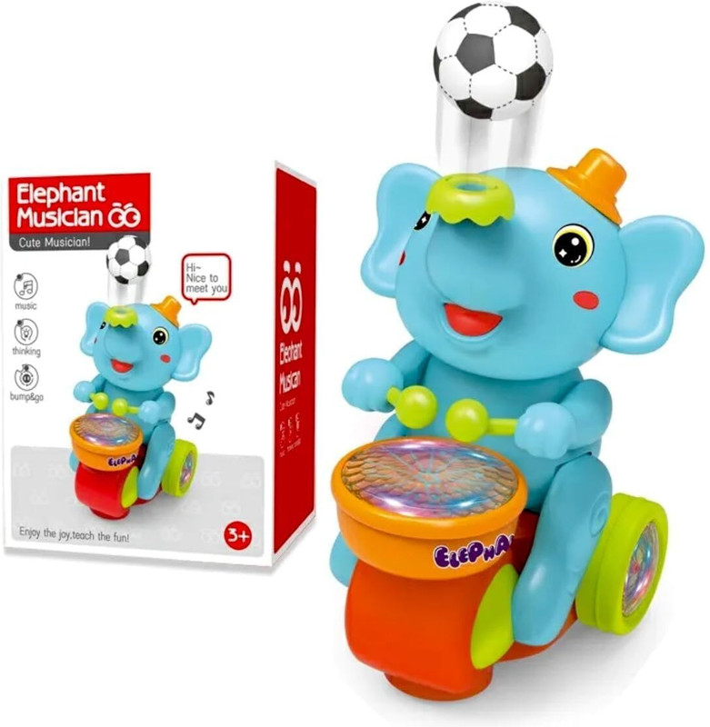 star impex Musical Elephant Drummer Toy with Levitation Ball(Multicolor)