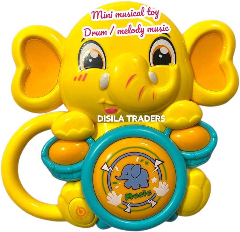 DISILA TRADERS Cartoon Elephant Musical Drum Toy for Babies| (Random Colors – Pack of 1)(Multicolor)