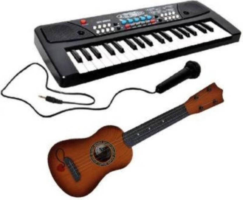 Goshoppe Enter Combo 37 Key Piano Keyboard & Wooden Kids 4 String Musical Guitar(Multicolor)