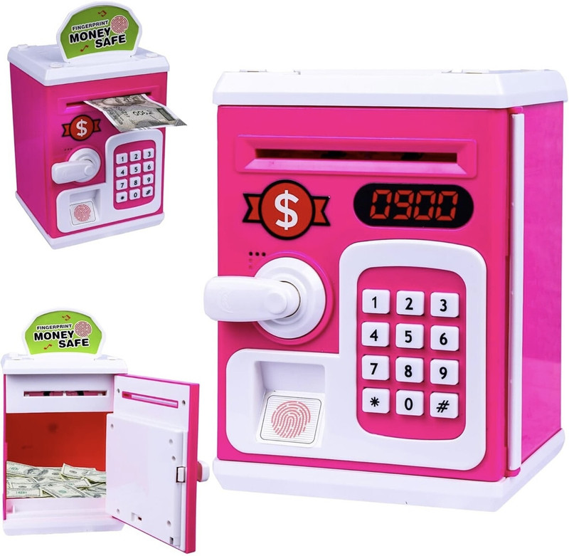 Cozy corner ATM Money Bank for Girls & Boys|Piggy Bank Gullak for Kids – Password Protected(Pink)