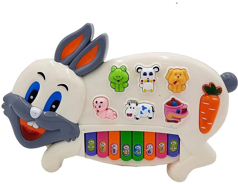 DMCART Kids Musical Rabbit Toy Piano Learning Activity Animal Sound Toy(Multicolor)