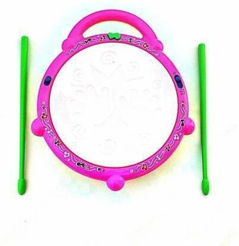 Skyler Collection Kids Musical Flash Drum with Sticks and 3D Lights (Multicolor)(Pink)