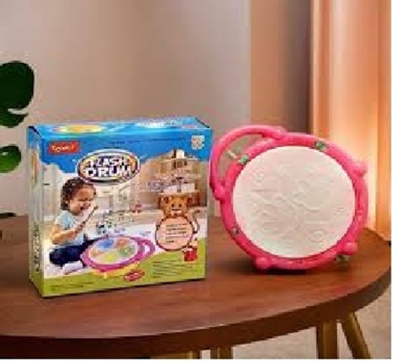 Glimring Musical Flash Drum with 2 Sticks Light Sound Battery Operated Gift Toy for Kids(Multicolor)