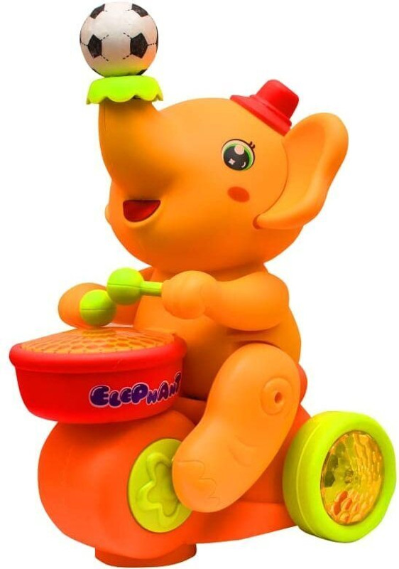 MY BABY LOVE A PERFECT CARE (Elephant) Musical Toy with Music and Flashing Light Kids Electric Bump(Yellow)