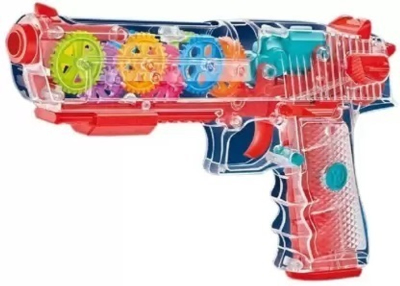 HouseOfCommon Musical Transparent Gear Vibration Mechanical Gun Toy with Light and Sound(Multicolor)