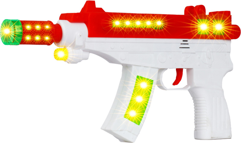 WISHKEY Laser Sound Vibrating Pretend Play Gun Toy with Infrared Light and Sound Effects Guns & Darts(White, Red)