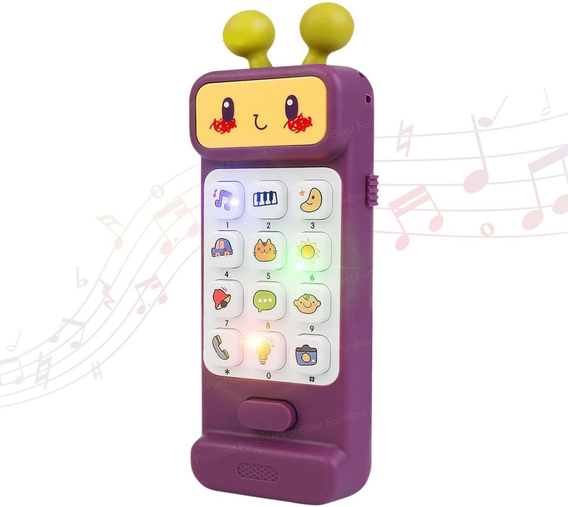 FunBlast Musical Mobile Phone Toy with Cartoon Face & Fun Buttons for Kids, Learning Toy(Purple)