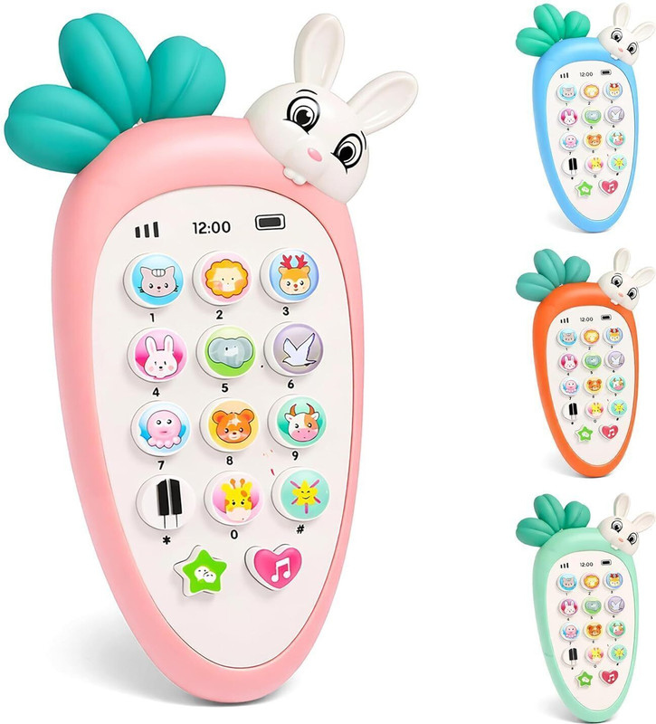 WORLD OF TINY Kids Carrot Mobile with Animal Sounds, Music & Number Buttons for Toddlers(Multicolor)
