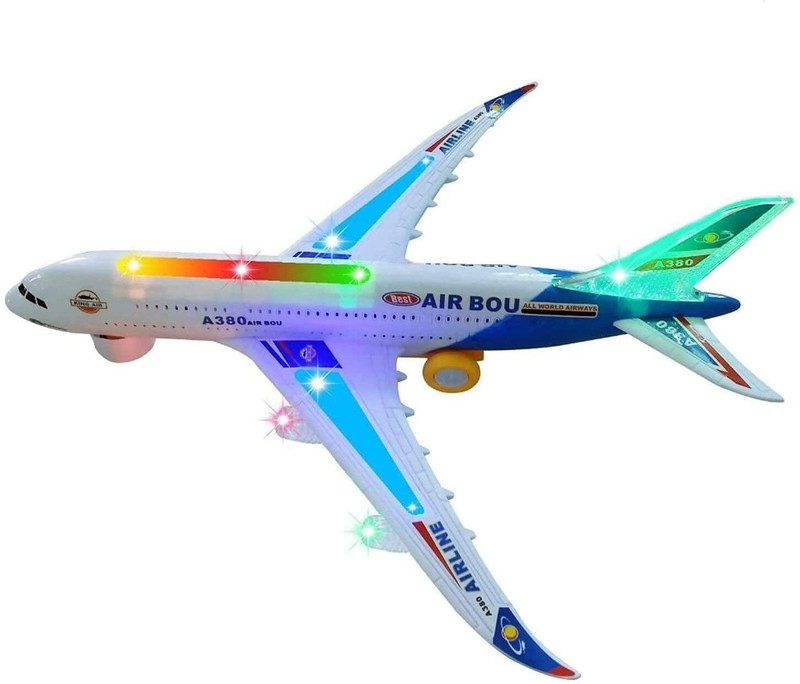 Kmc kidoz Airbus Action Toy Plane with Flashing Lights, Real Jet Sound(Multicolor)