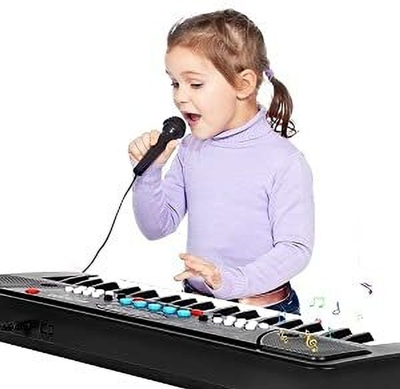 ShreeRidhienterprise Piano With Mic 37 Keys 8 Rhythms 8 Tones 6 Demo Portable Electronic Keyboard Toy(Black)
