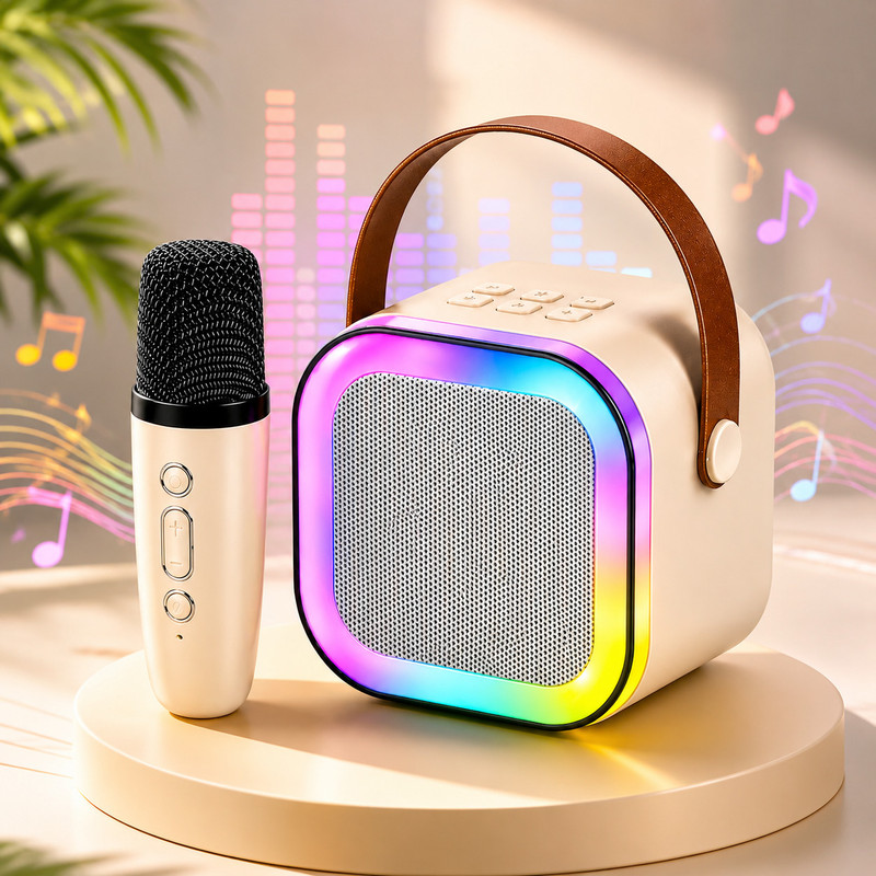 Buddynjoy Rechargeable Karaoke Bluetooth Speaker with Mic set for Kids(Multicolor)