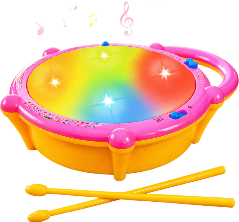 WORLD OF TINY Flash Drum Toy for Kids | Musical Drum with Sticks | Light & Sound for Toddlers(Multicolor)