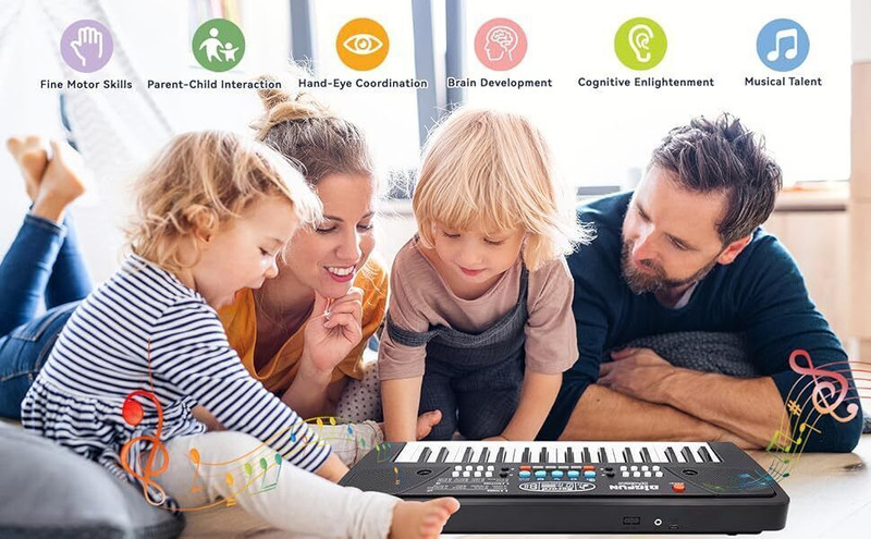 BIGFUN The 37 Key Piano Keyboard Toy with Recording, Mic and USB Cable for Power-101(Black)
