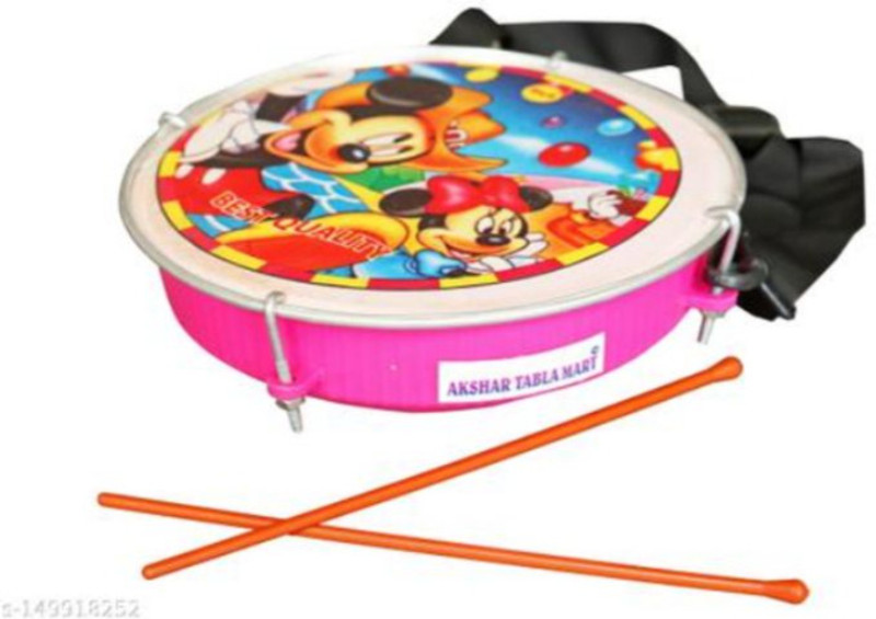 City King Kids Cartoon Printed Drum Toy Set With Sticks Strap(Multicolor)
