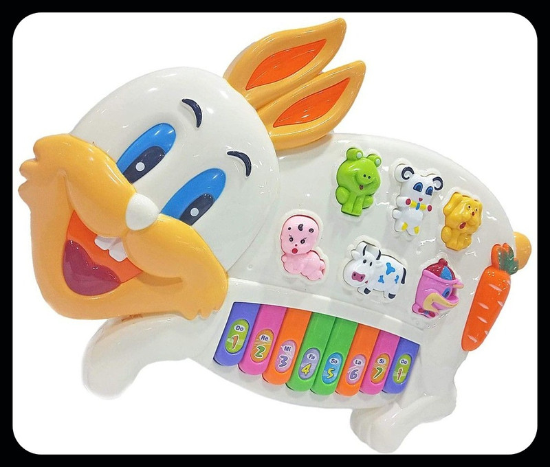 Toyvala Rabbit Musical Piano|3 Modes Animal Sounds,Flashing Lights&Wonderful Music20(Multicolor)