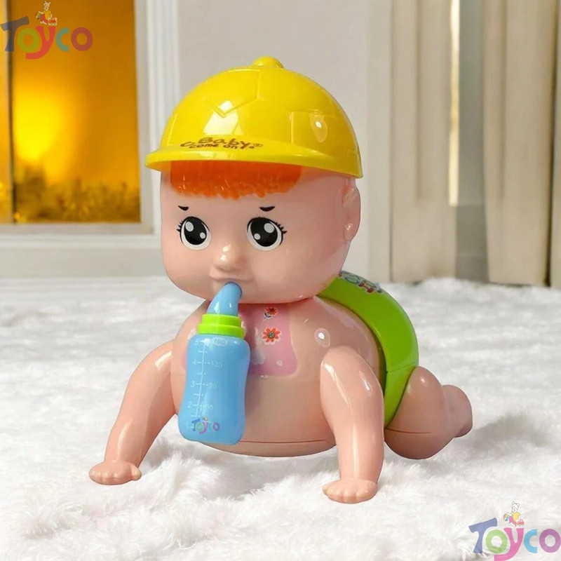 Toyco Naughty Cute Crawling Baby Toy with Music And 3D Lights for Infants, Kids(Multicolor)