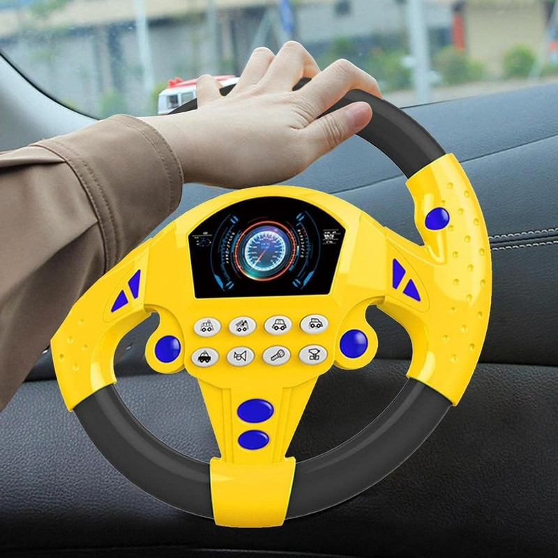 GIGMART Steering Wheel Toy Baby Musical Car Driving Simulator Kids Learning Toy(Multicolor)