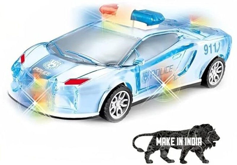 AADHVYA Police Car with Lights, Push & Go Powered, Music and Siren Sound Car Toy(Multicolor)