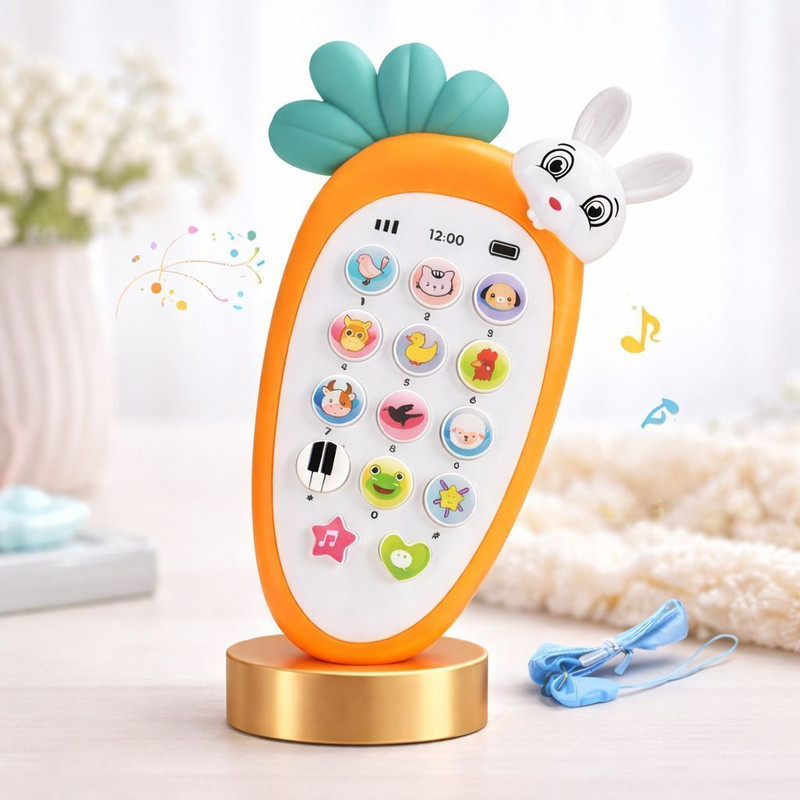 WORLD OF TINY Baby Learning Mobile Phone Toy with Lights, Music & Animal Buttons(Multicolor)