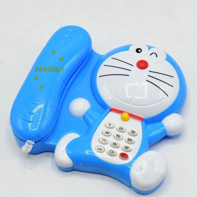 Maa Momai Toys Kids Cartoon Shape Musical Landline Toy Phone with Keypad Model (pack of 1)(Blue)