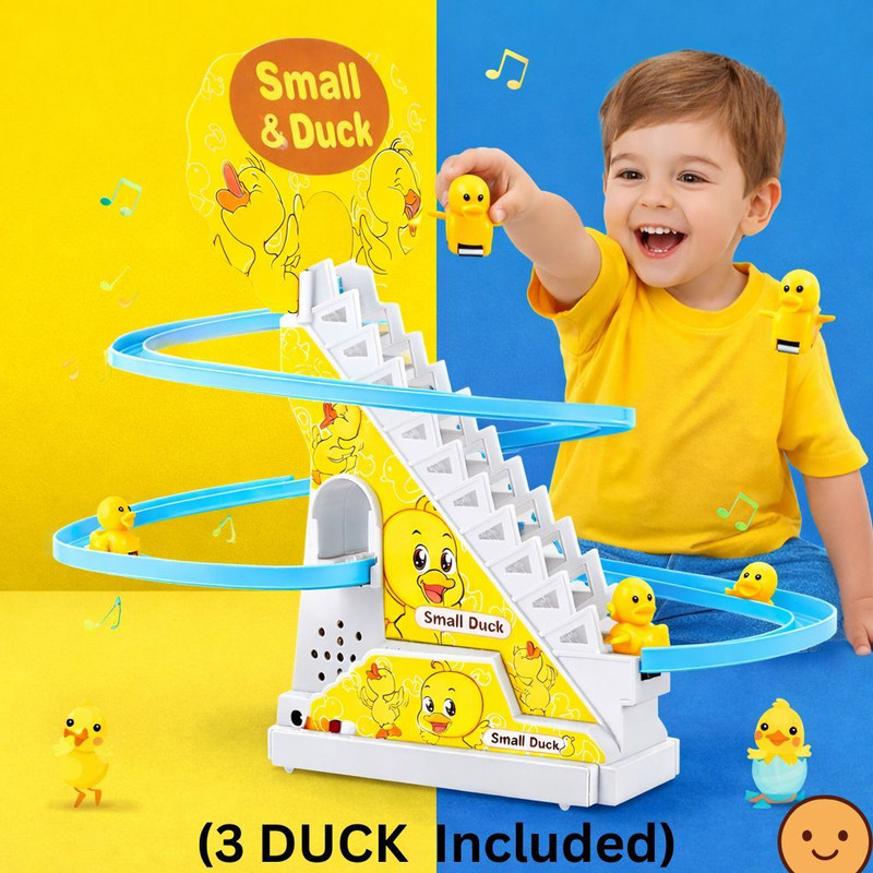 Zonly Small Duck Stair Climbing Toy with Music & Light, 3 Duck(Multicolor)